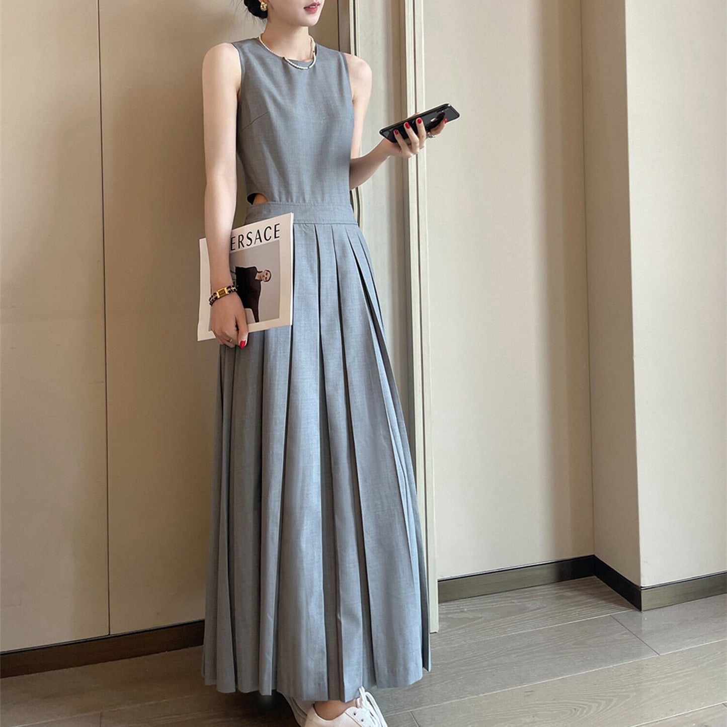 【dress】ウエストカットプリーツワンピース　N2993