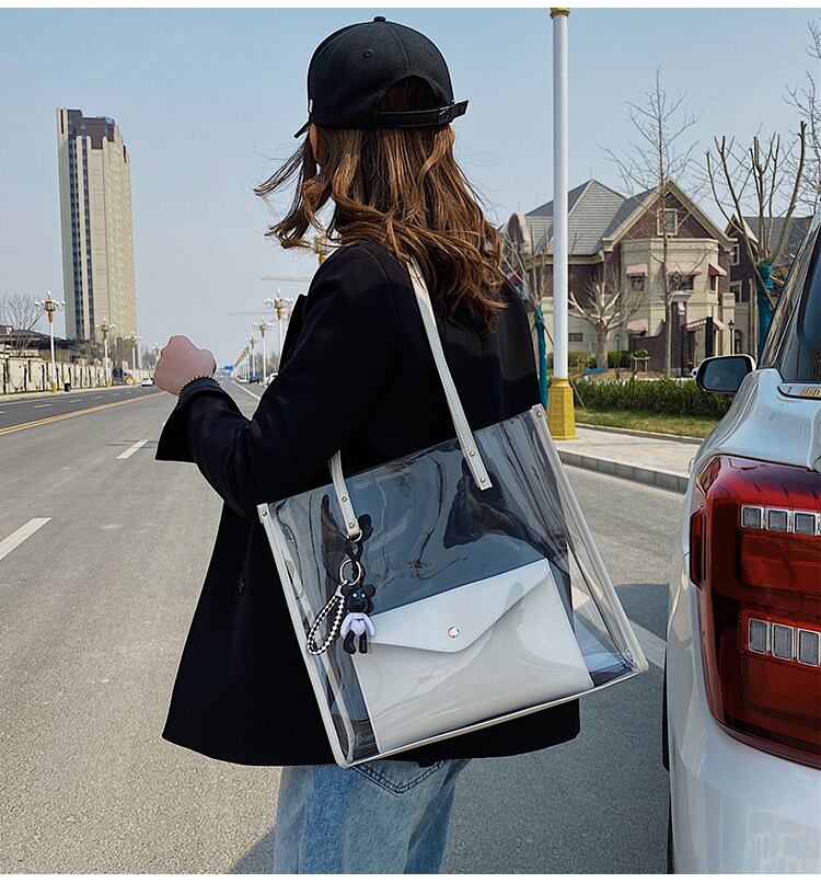 【小物】ins質感のいい  ファッションカジュアル定番無地 大容量 クリアバッグ