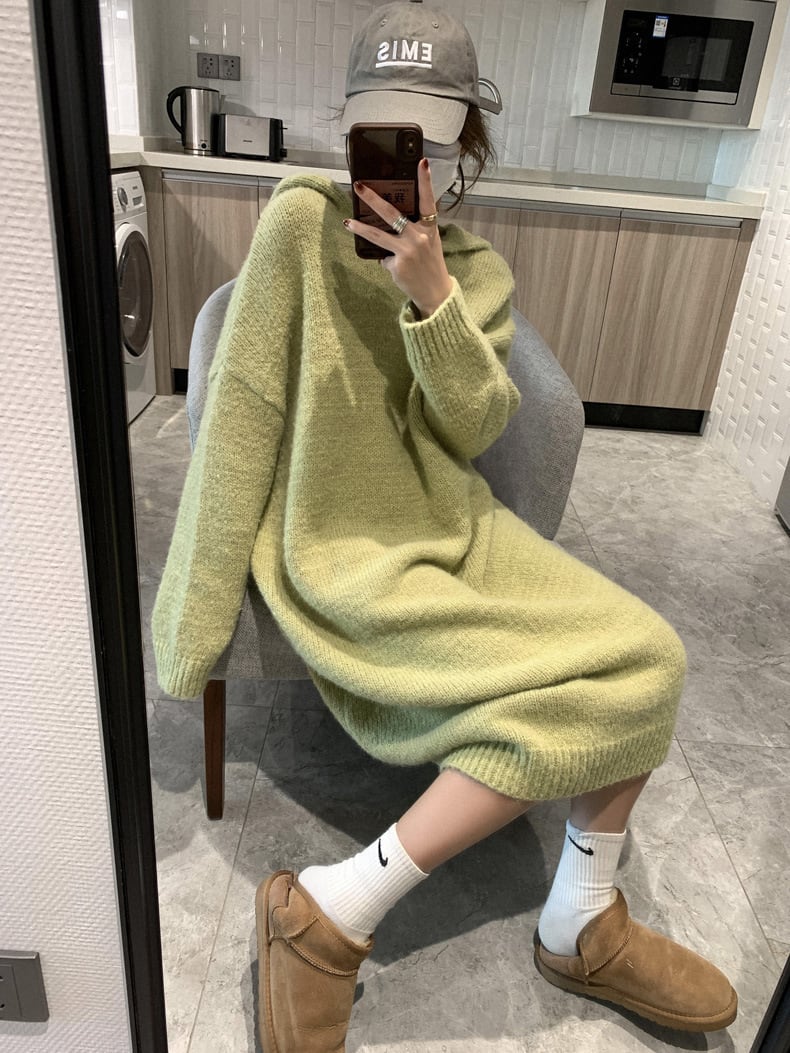 【dress】フード付きニットワンピース　M26317