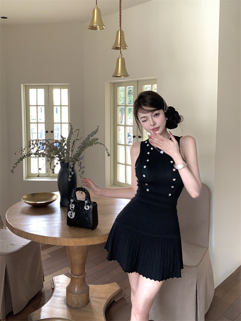 【dress】ノースリーブプリーツミニワンピース　M29821