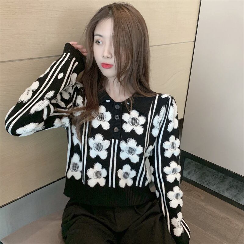 【tops】ジャカードニットセーター　M19032