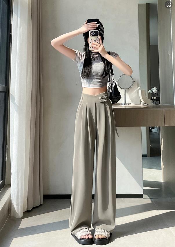 【bottoms】4色ハイウエストスーツパンツF7492