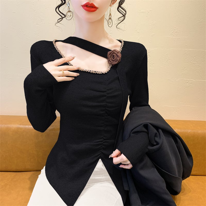 【tops】スリットニットトップス　M27822