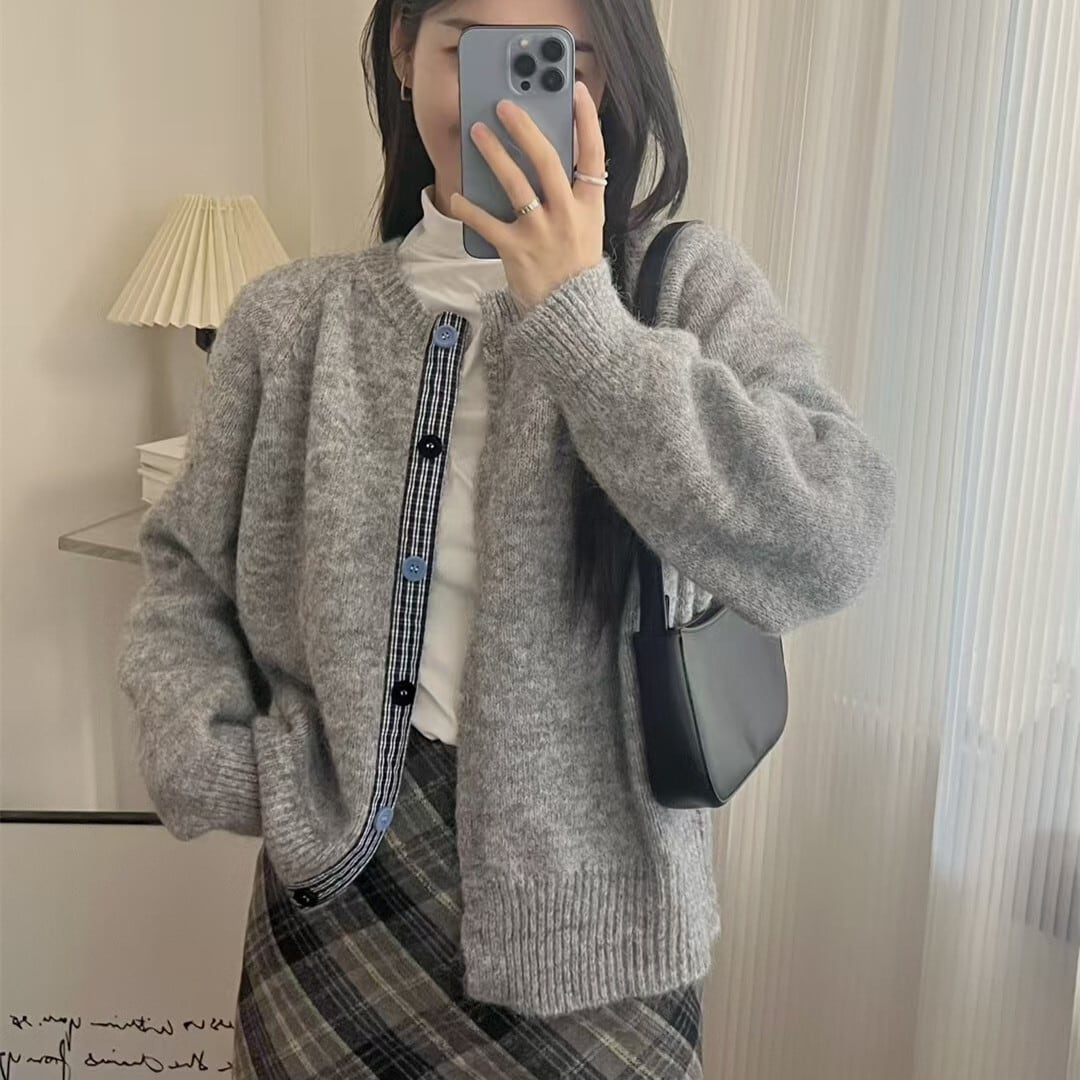 【outer】切り替えニットカーデ　M29006