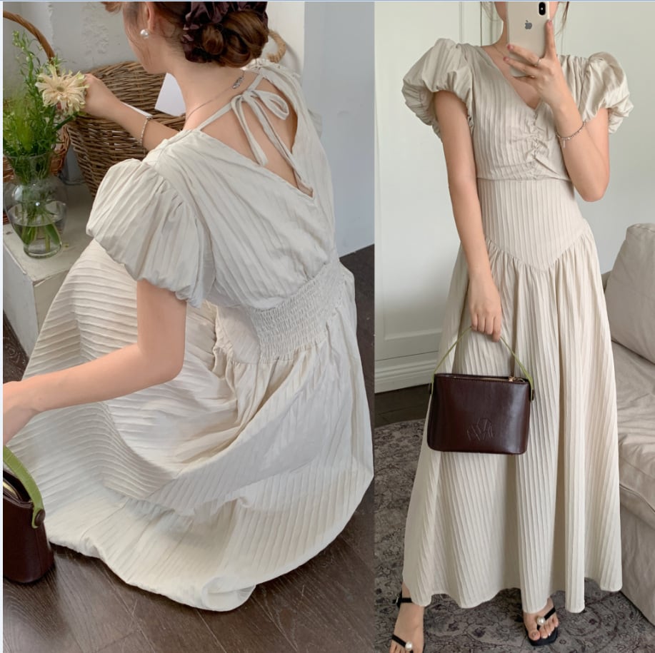 【dress】Vネックワンピース　M24039