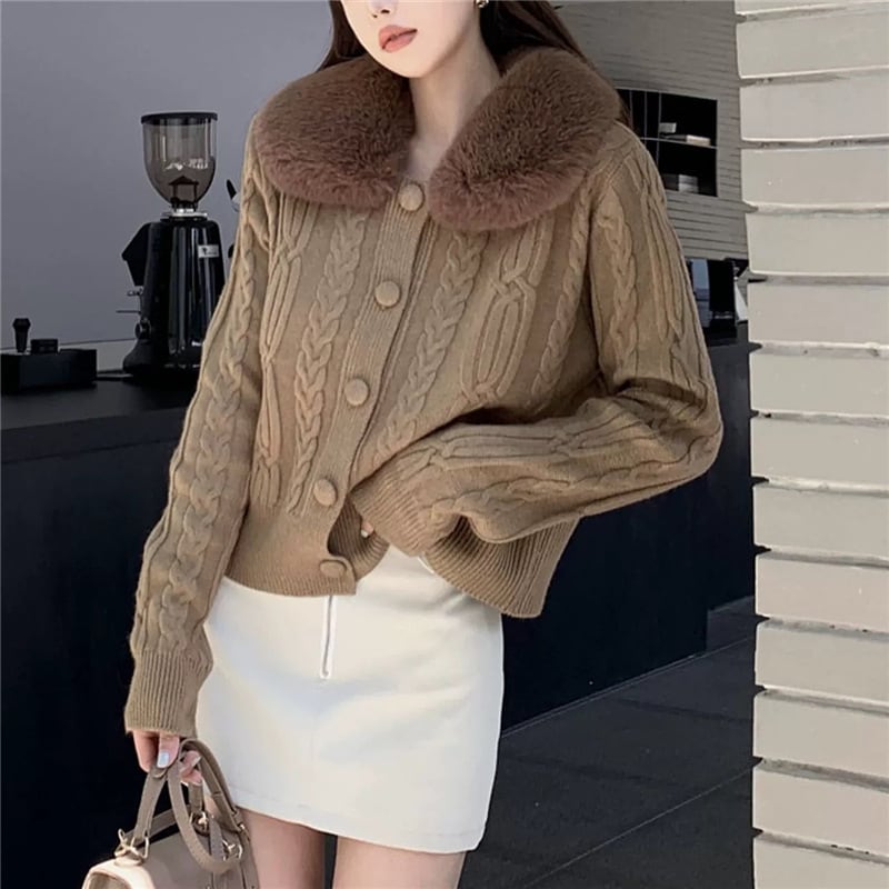 【outer】ファーニットカーデ　M26201