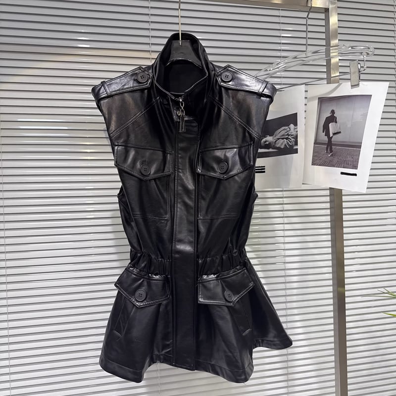 【outer】ロングPUベスト Q7746