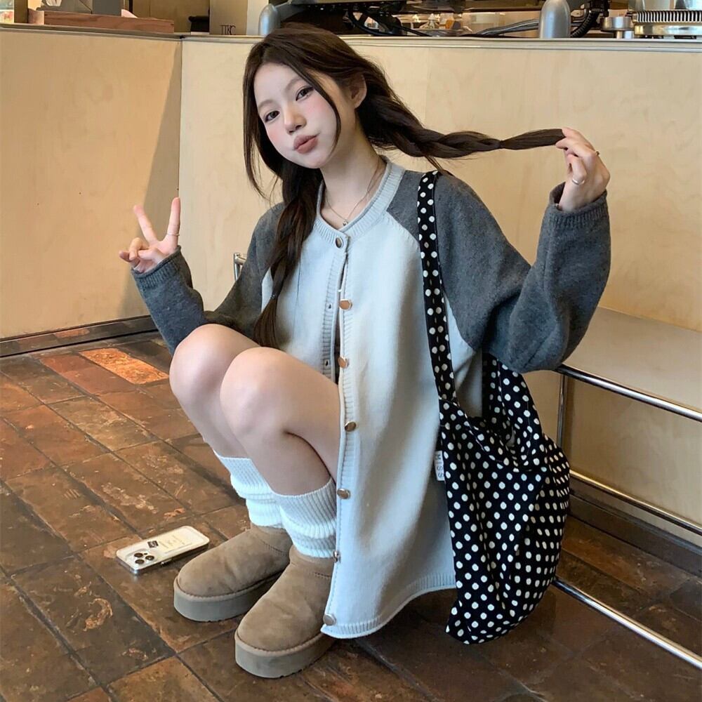 【outer】配色ニットカーデ　M28796