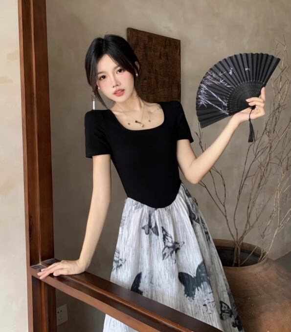 【dress】偽二つ切り替えワンピース G21002