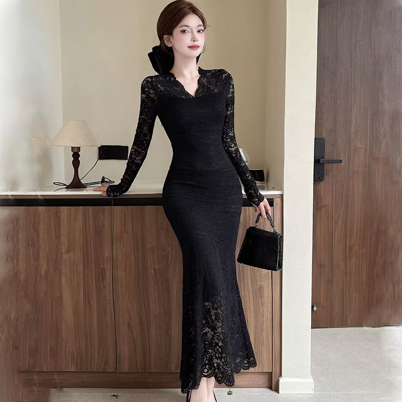 【dress】レースマーメイドワンピース　M28027