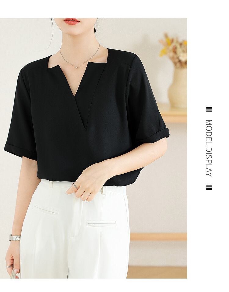 【tops】VネックOL通勤ブラウスG21073