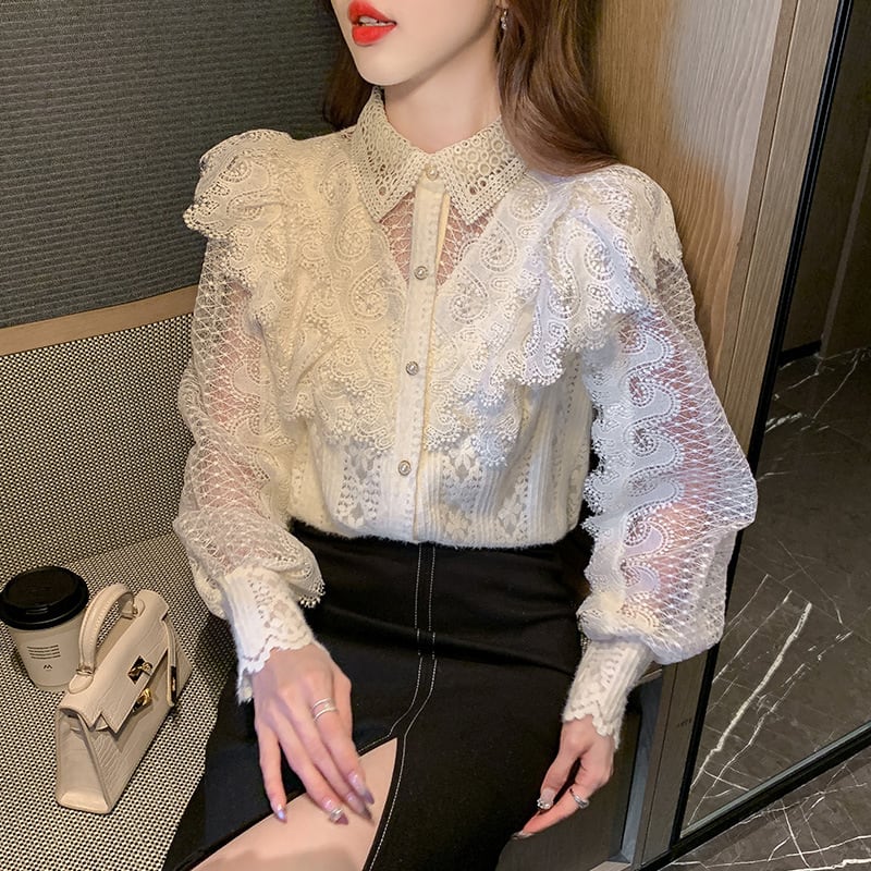 【tops】レースシャツトップス　M29262