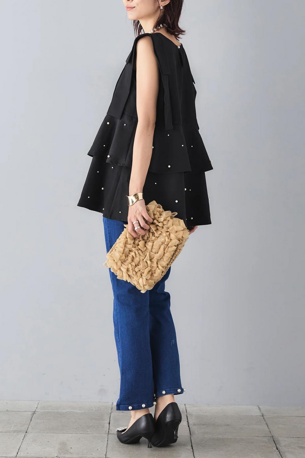 【tops】パールノースリーブトップス　M24912