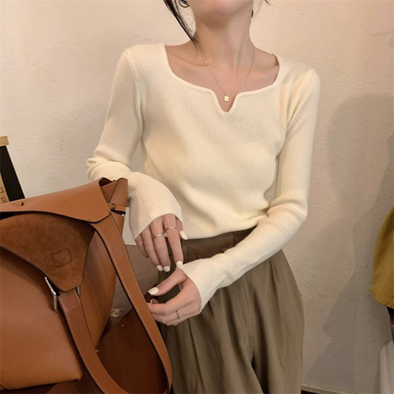 【tops】Vネックニットトップス　M18569