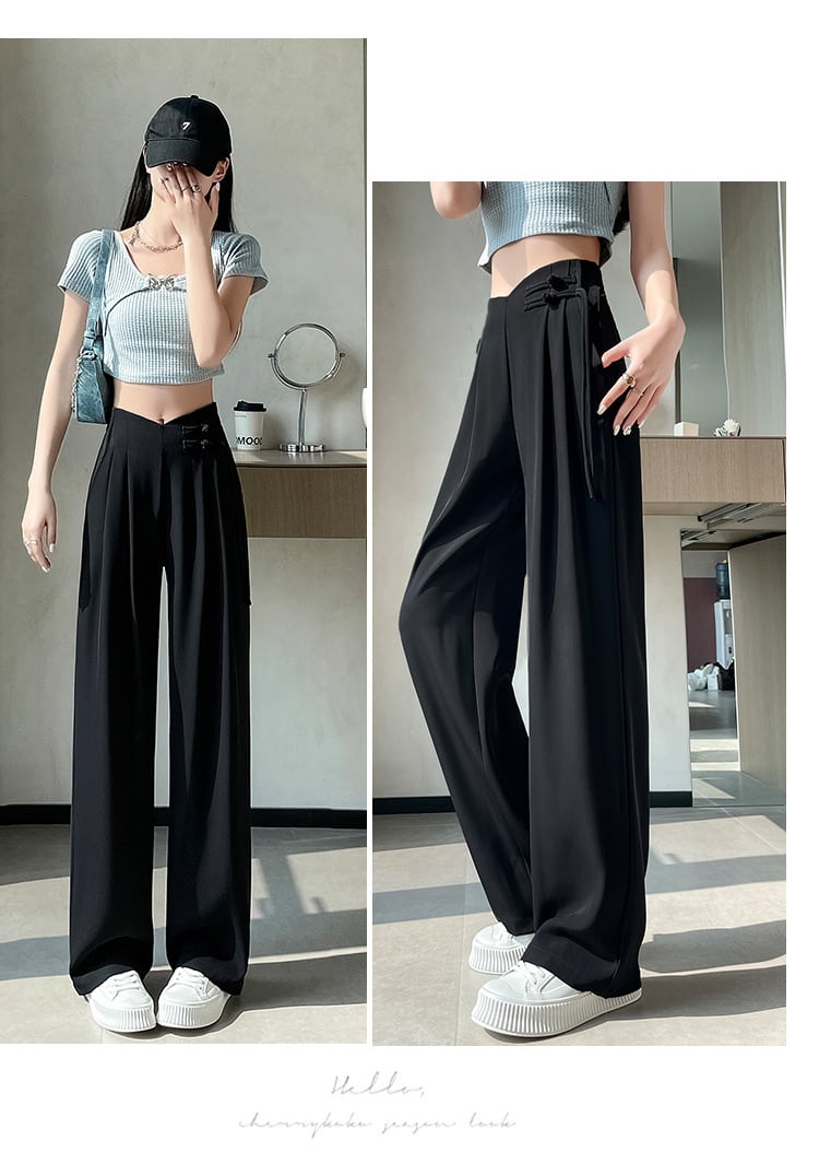 【bottoms】4色ハイウエストスーツパンツF7492