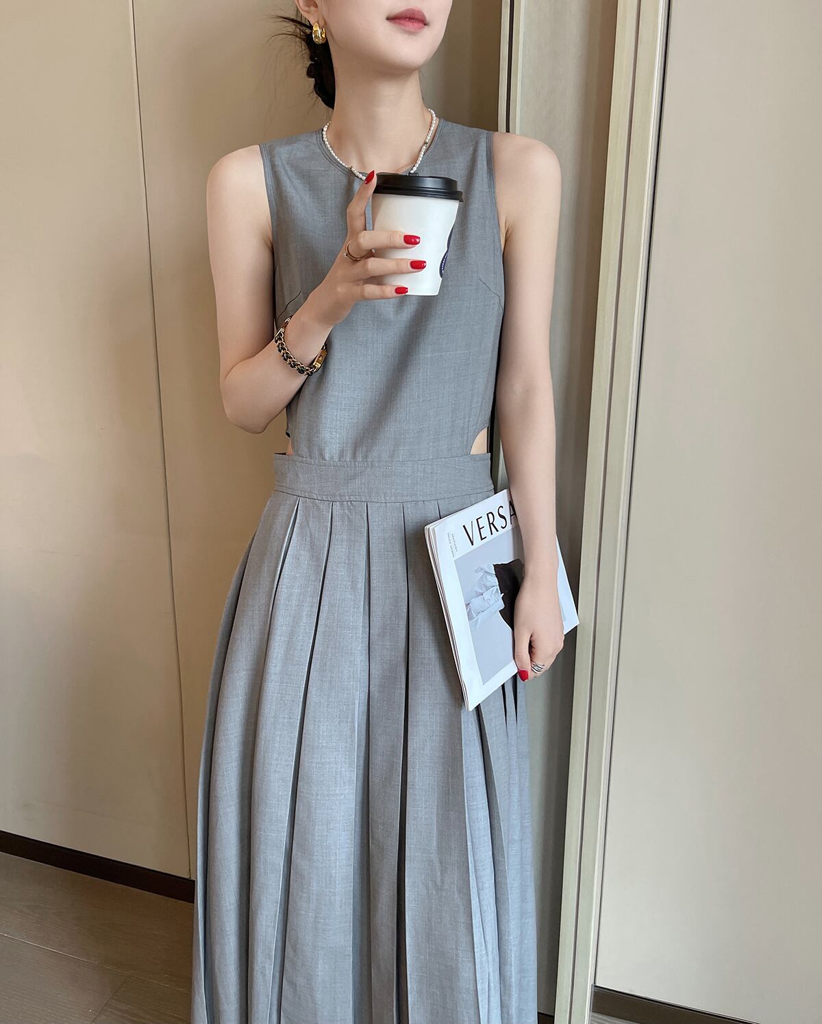 【dress】ウエストカットプリーツワンピース　N2993