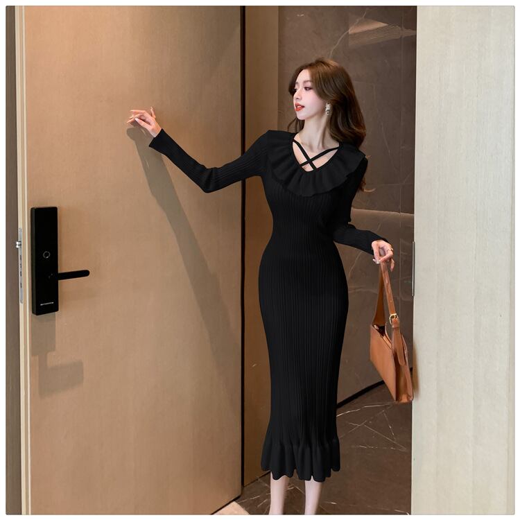 【dress】フリルニットワンピース　M28585