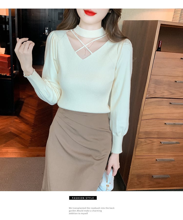 【tops】カットワークニットトップス　M28573