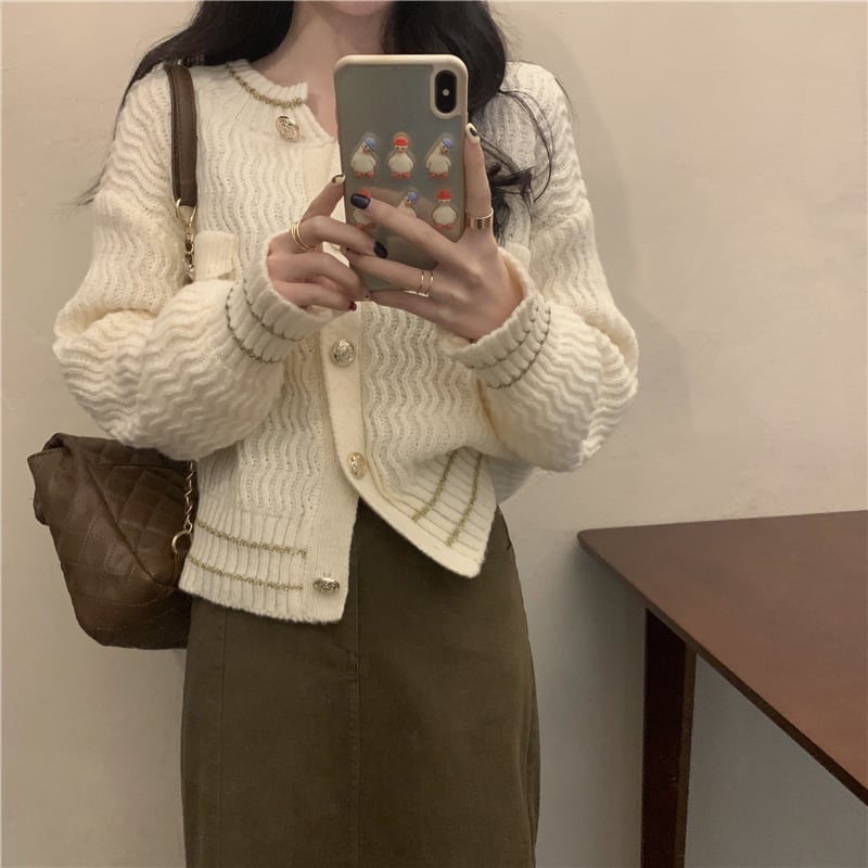 【outer】クルーネックニットカーデ　M26153