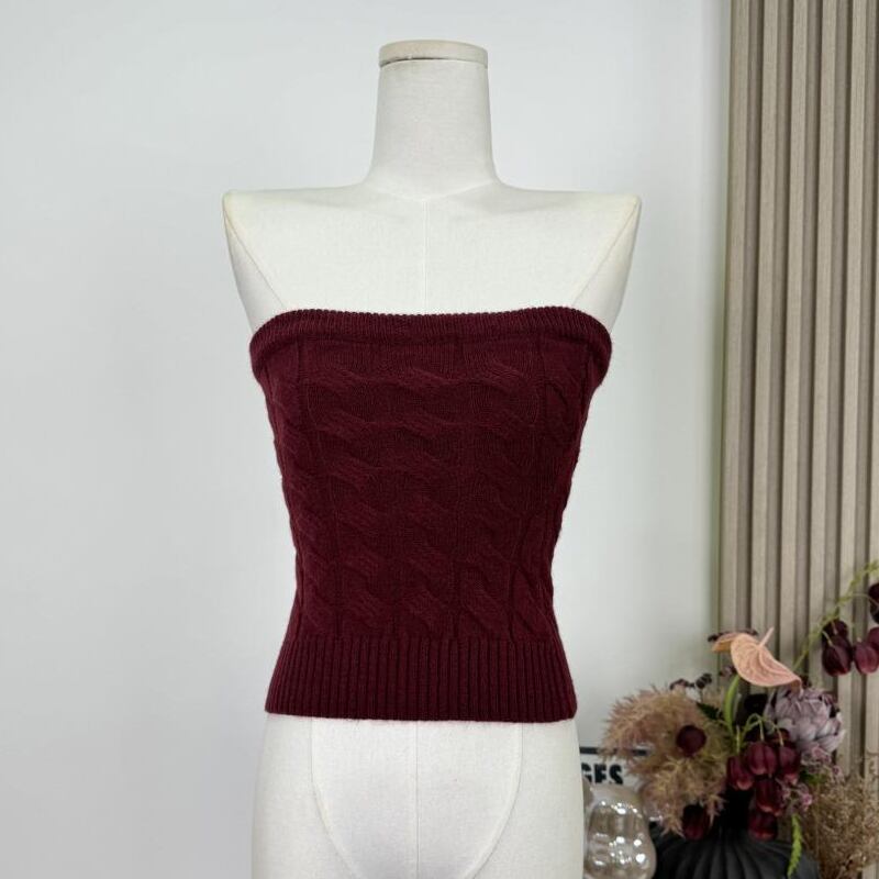 【tops】ニットチューブトップス Q7618