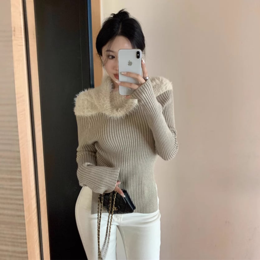 【tops】オフショルダーニットトップス　M28059