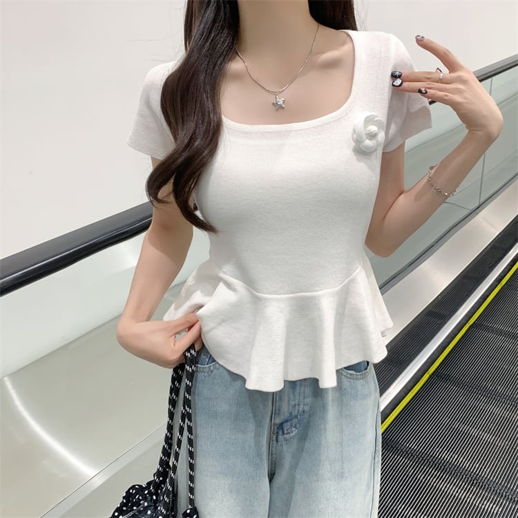 【tops】立体フラワーニットトップス　M24585