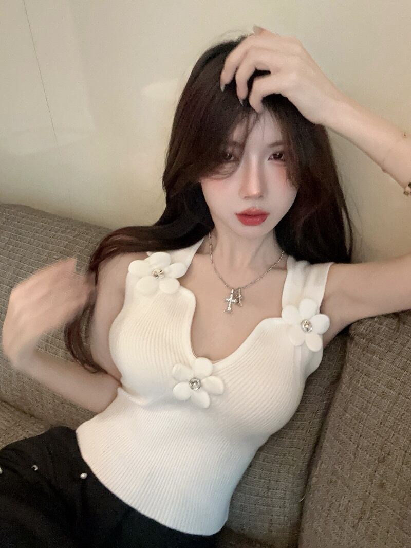 【tops】ニットノースリーブトップス　M30097
