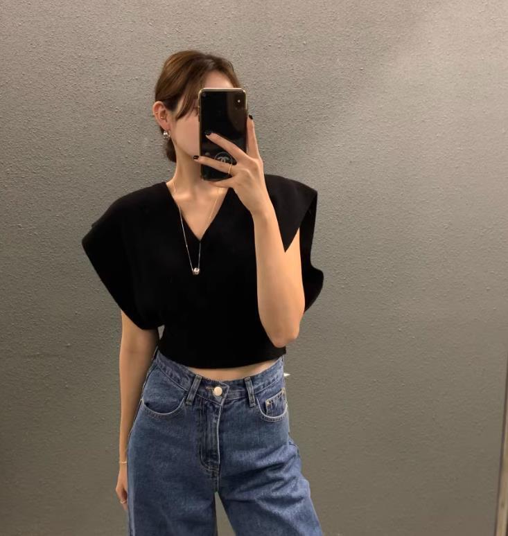 【tops】4色VネックニットベストF7425