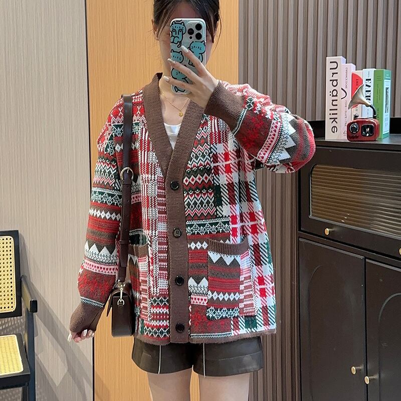 【outer】Vネックニットカーデ　M18513