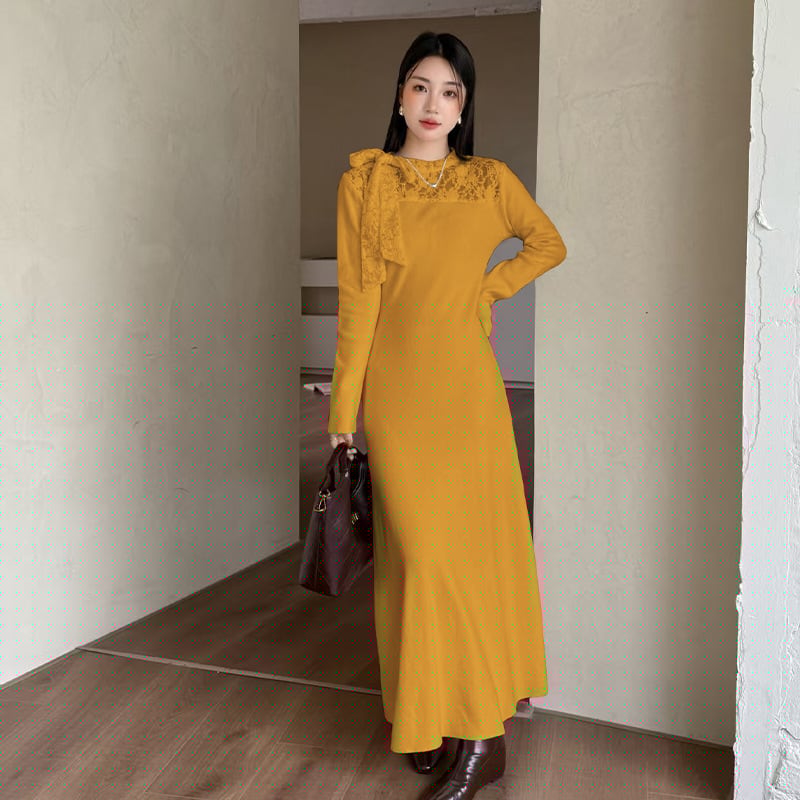 【dress】レースドッキングワンピース Q7052