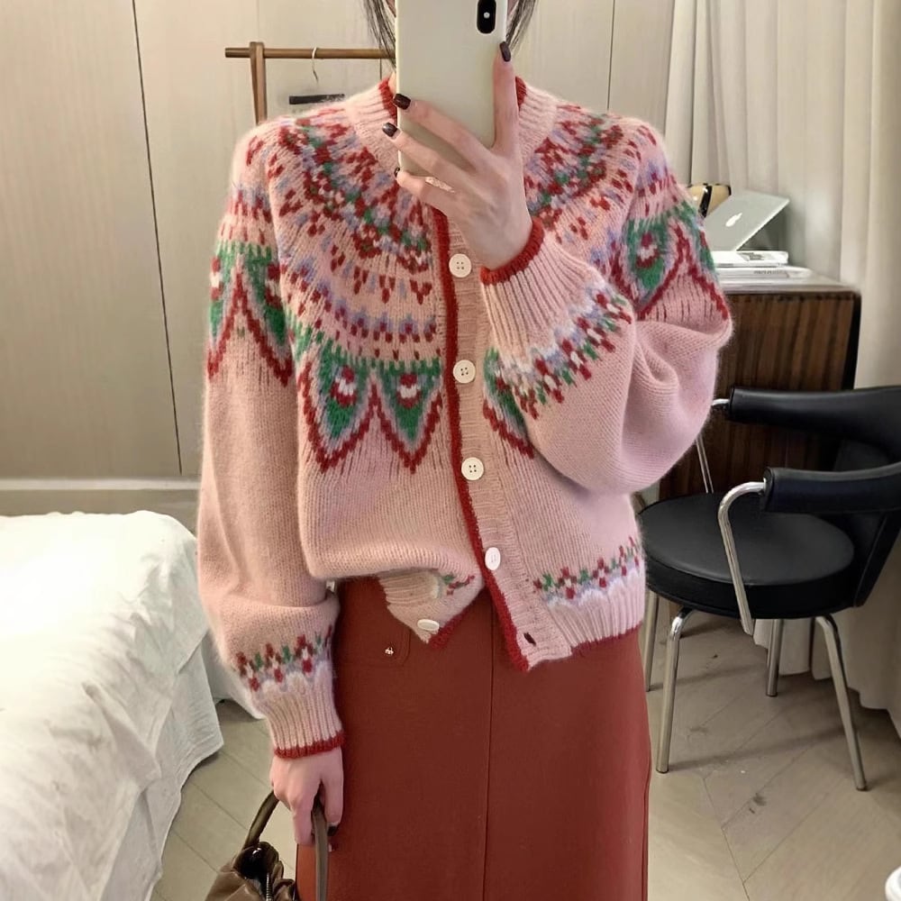 【outer】ジャカードニットカーデ　M28319