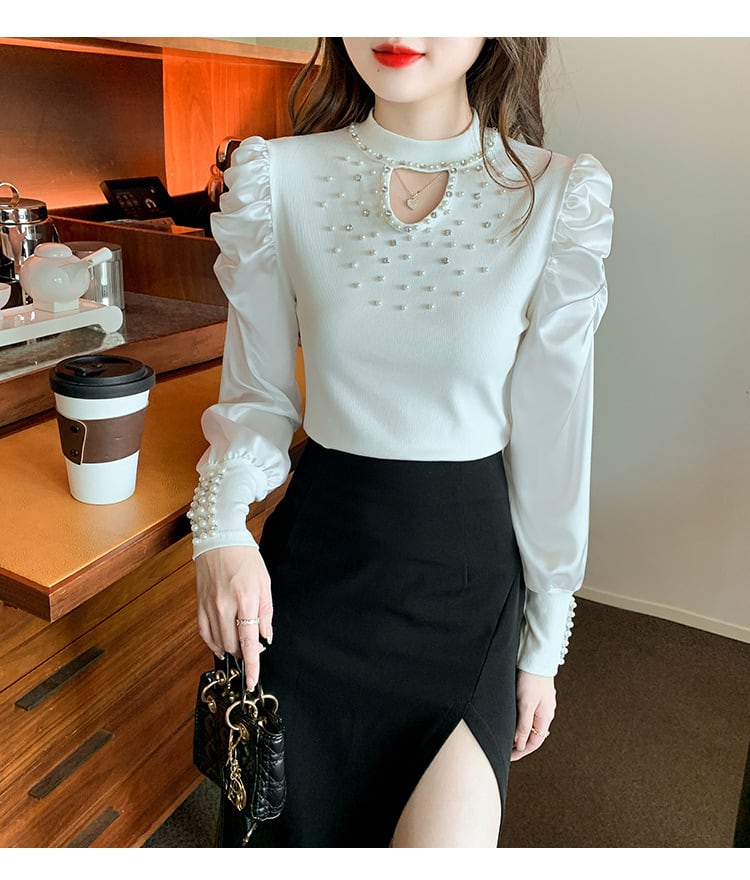 【tops】パールカットワークトップス　M29382