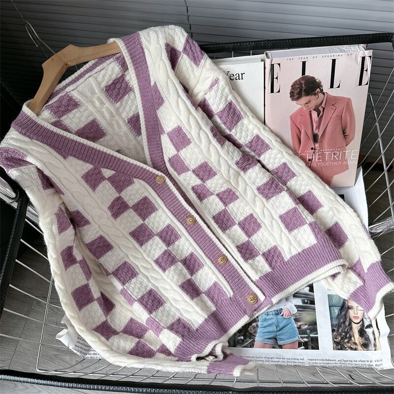 【outer】Vネックニットカーデ　M18574
