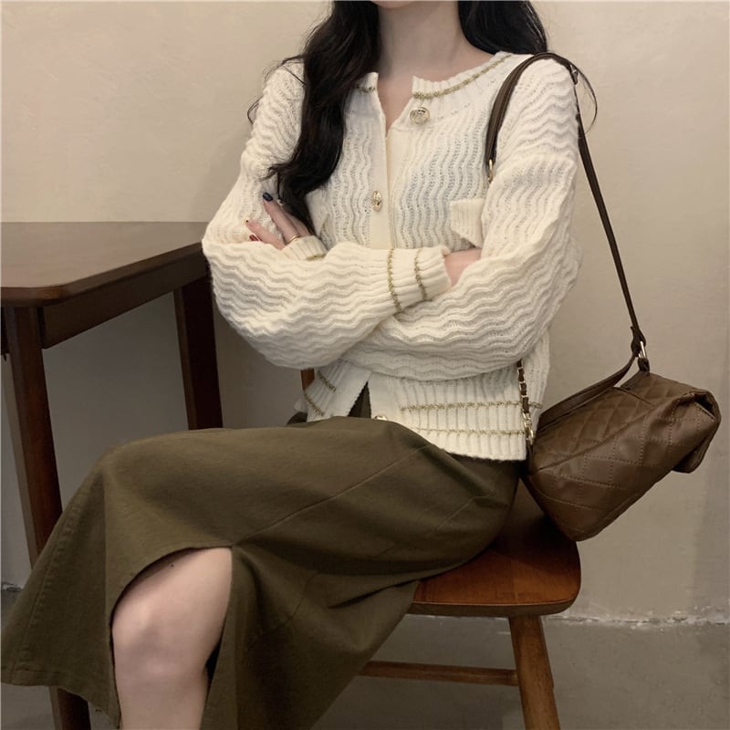 【outer】クルーネックニットカーデ　M26153