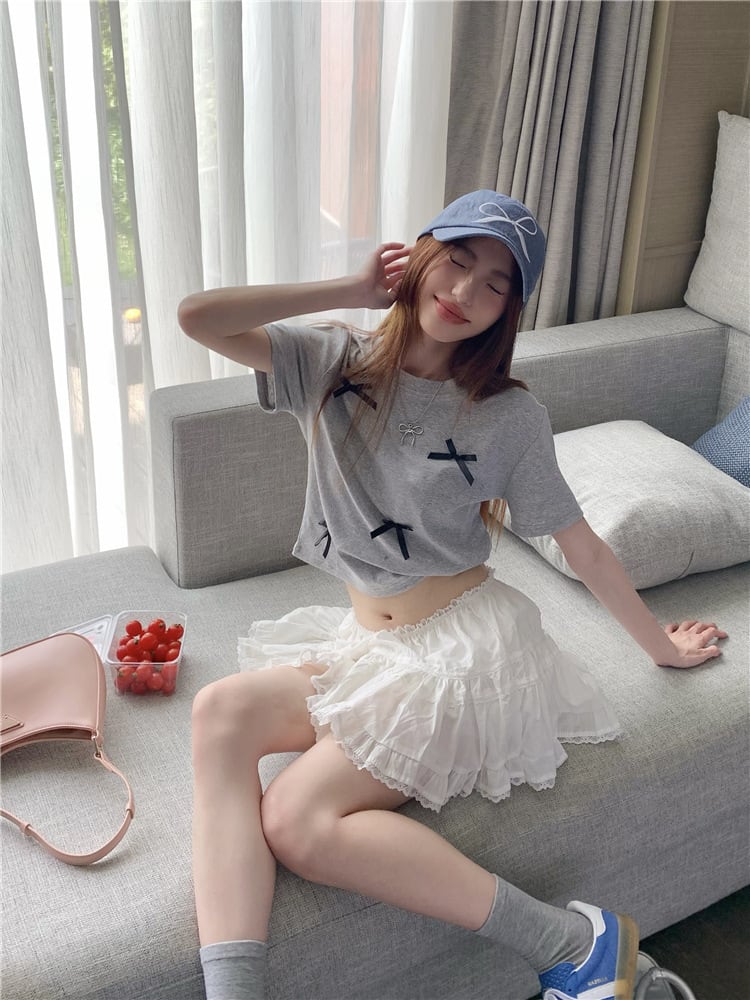 【tops】リボン付きTシャツ　M24440