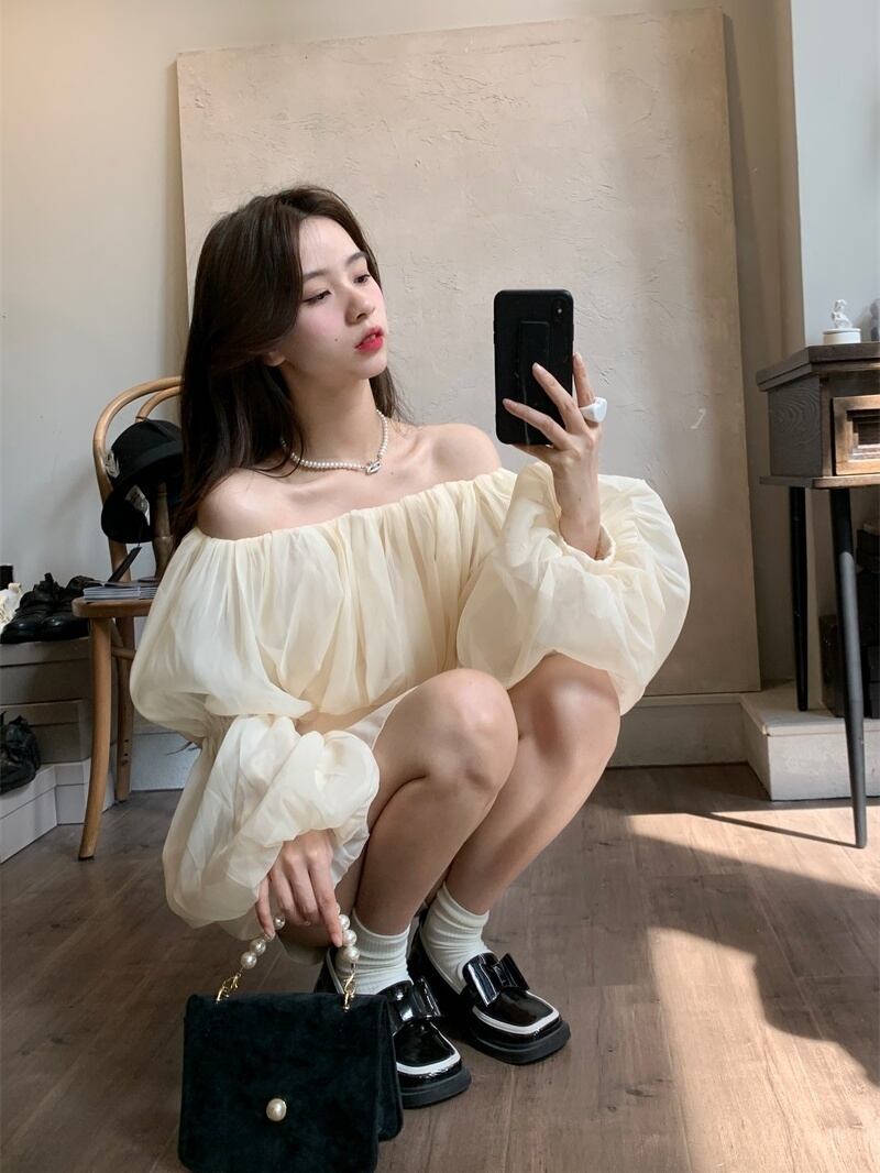 【tops】オフショルダーパフスリーブ ブラウスG20416