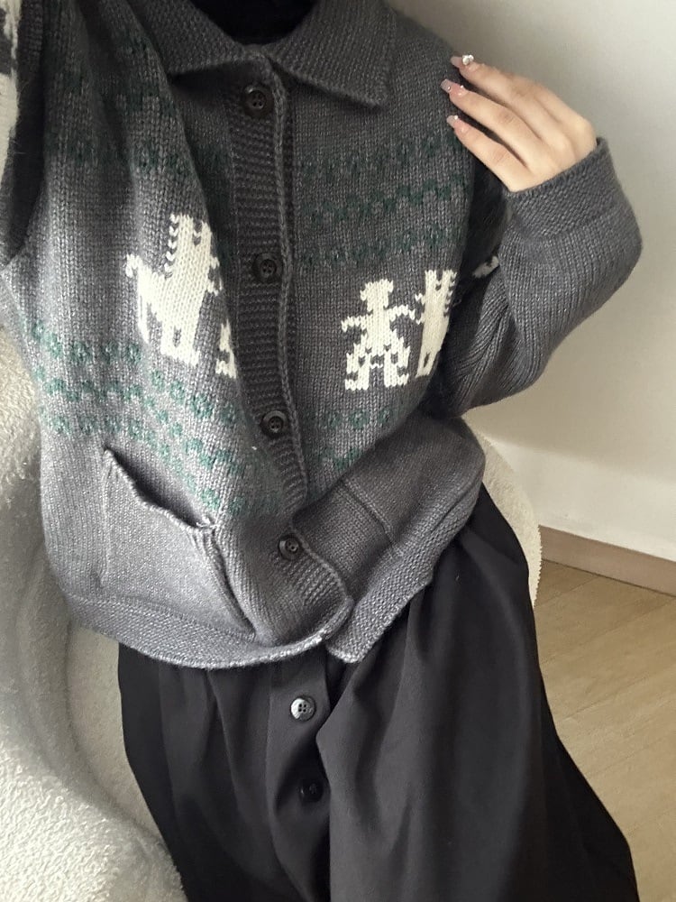 【outer】ジャカードニットカーデ　M27348