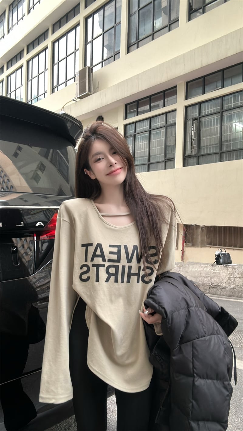 【tops】プリント長袖Tシャツ　M29575