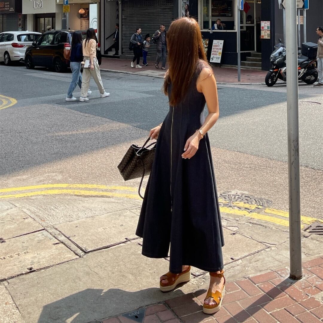 【dress】ファスナーノースリーブワンピース　M29765