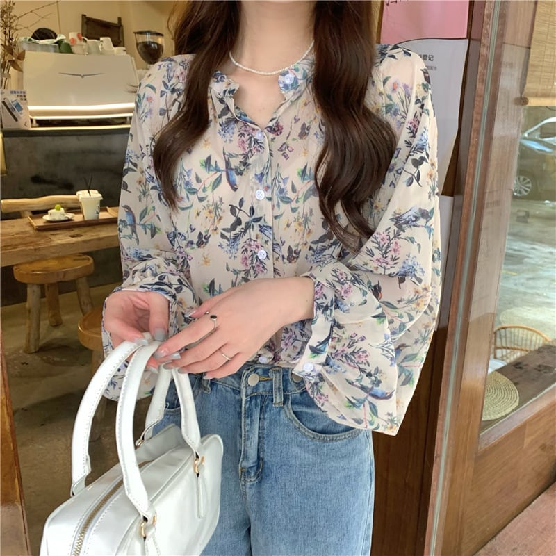 【tops】花柄シャツトップス　M25330