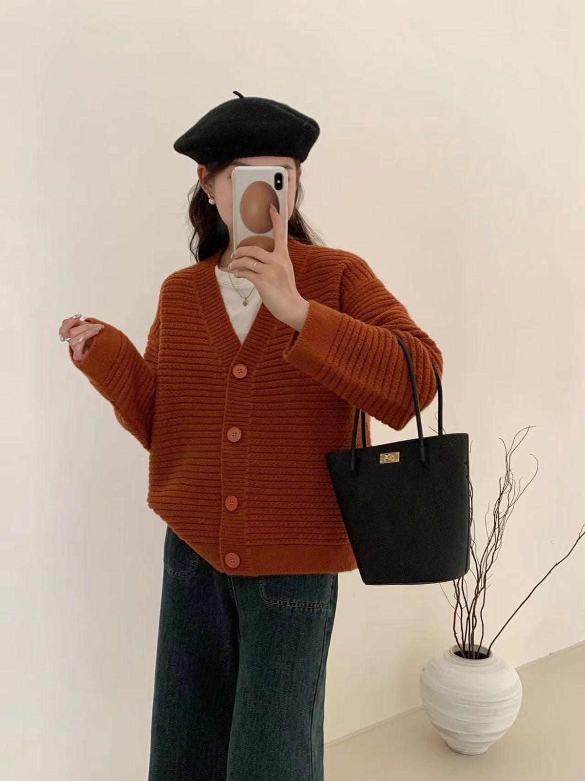 【outer】Vネックニットカーデ　M25863