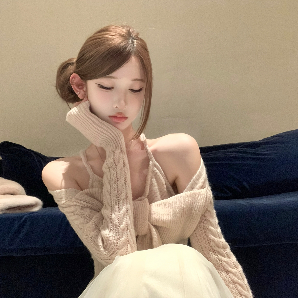 【tops】リボンニットトップス　N3481