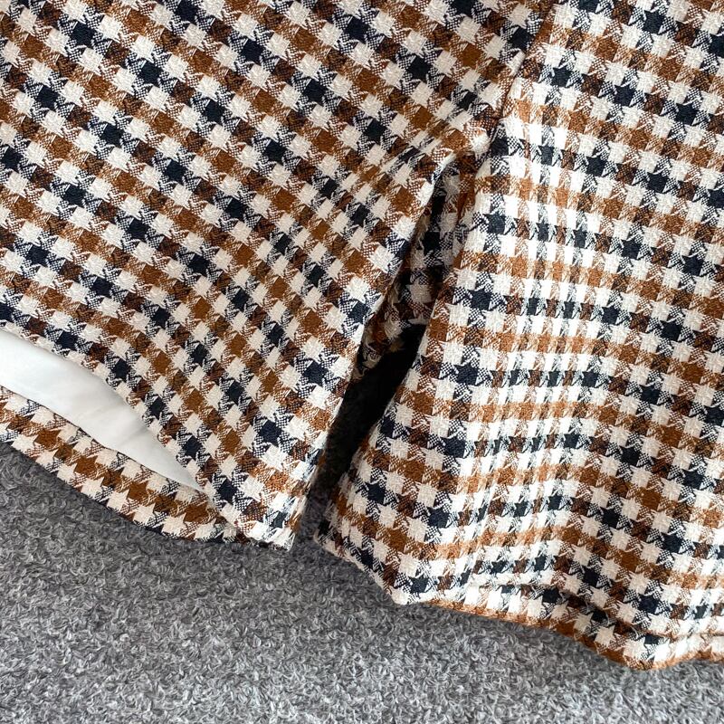 【set】チェック柄チョッキ+ショートパンツ２点セットG20716