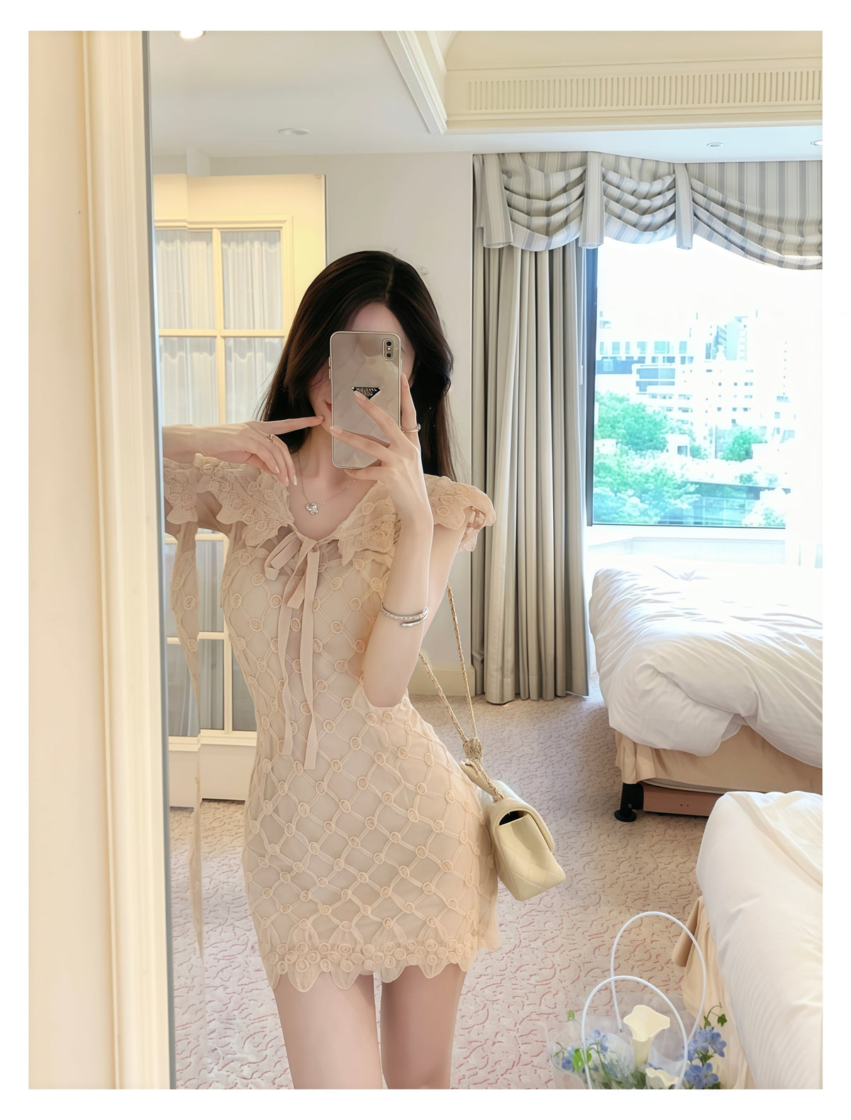 【dress】立体フラワーミニワンピース　N3175
