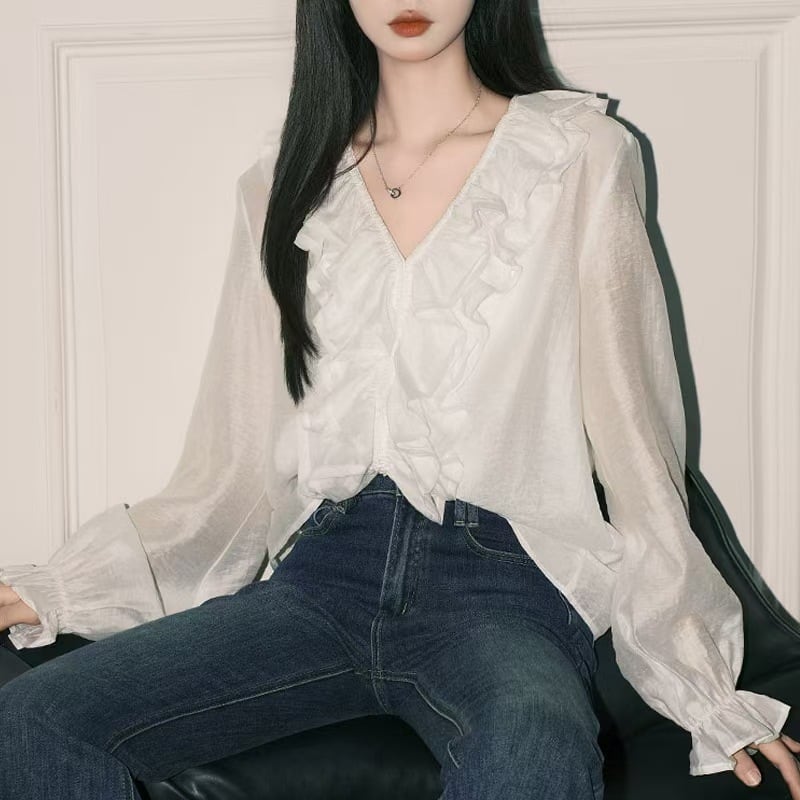 【tops】フリルブラウス　M29670