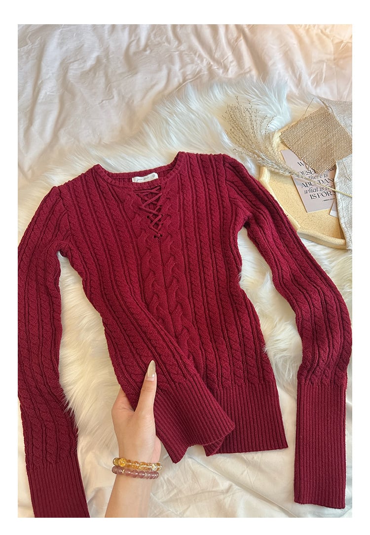 【tops】カットワークニットトップス　ニットトップス