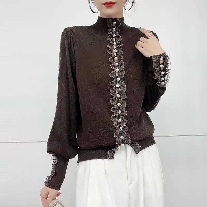 【tops】2wayレースドッキングニットトップス　M19189