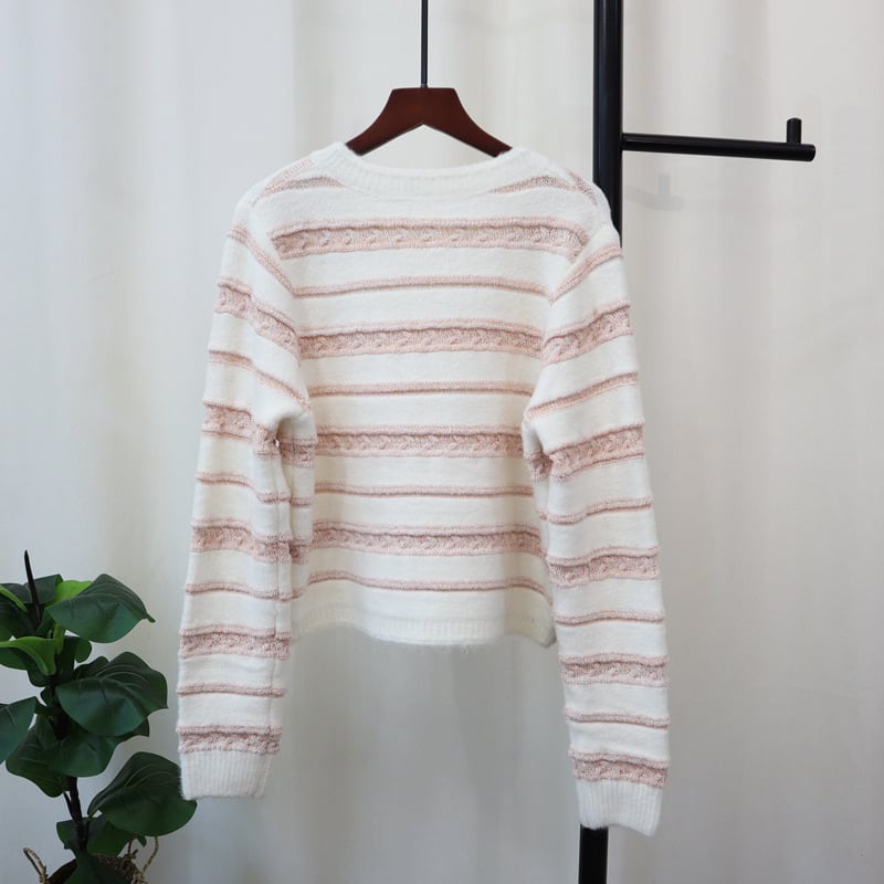 【outer】ボーダー柄ニットカーデ　M25699