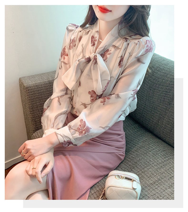 【tops】リボン付きシャツトップス　M28157