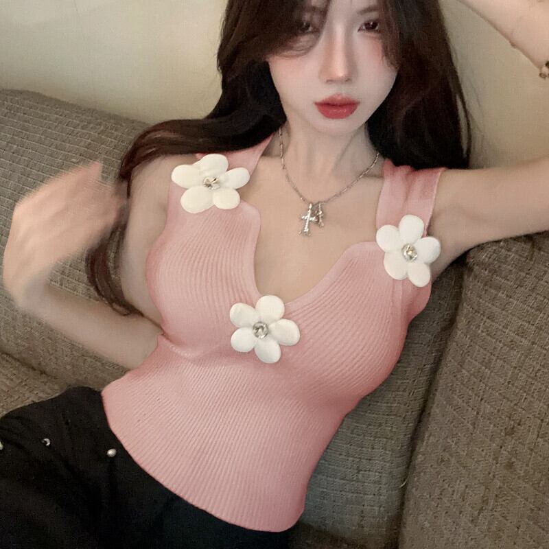 【tops】ニットノースリーブトップス　M30097
